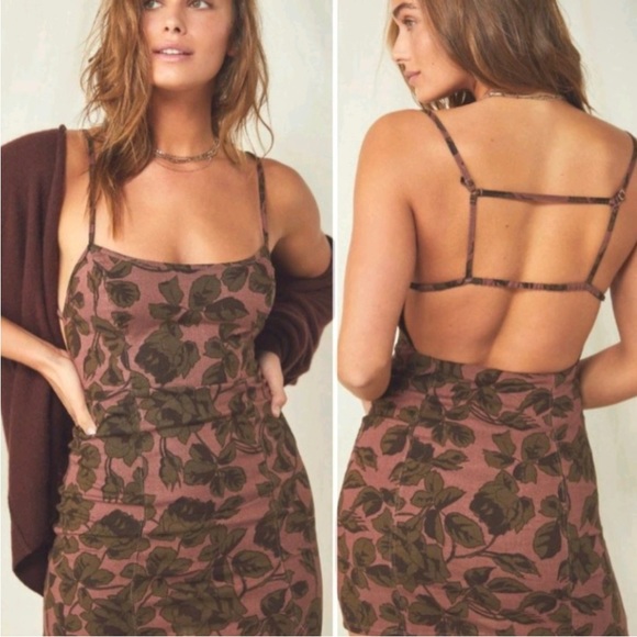 Free People Bring It Back Printed Cut-Out dress black size medium - Picture 8 of 8